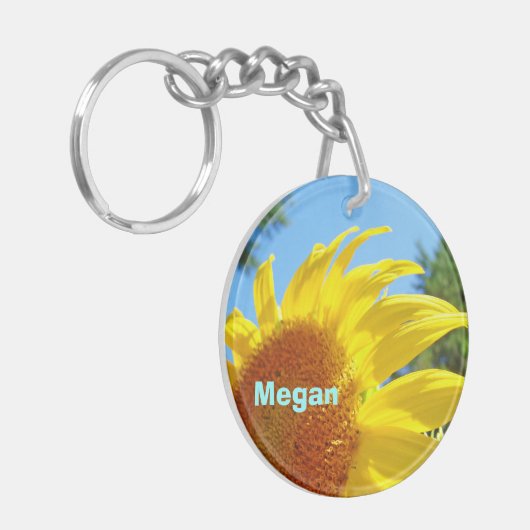 パーソナライズなキーホルダーは一流のヒマワリの夏を加えます キーホルダー (正面左)