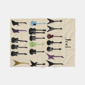 パーソナライズなギターのプリントパターン フリースブランケット (正面(横))