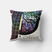 パーソナライズなギターの虹音楽は枕に注意します クッション (裏面)