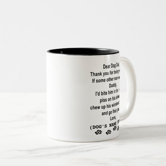 パーソナライズなギフトの父の日-犬のパパのためのギフト ツートーンマグカップ (正面右)