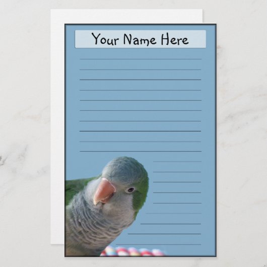 パーソナライズなクエーカー教徒のインコの文房具 便箋 (正面/裏面)