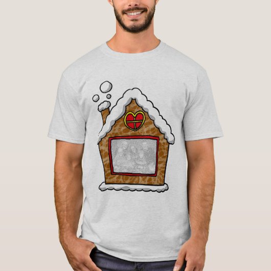パーソナライズなクッキーの家のクリスマス Tシャツ (正面)