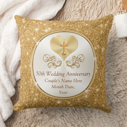 パーソナライズなクリスチャン第50記念日のギフトのアイディア クッション (ブランケット)