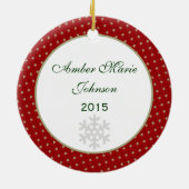 パーソナライズなクリスマスくまのオーナメント セラミックオーナメント (裏面)