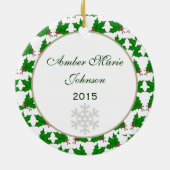 パーソナライズなクリスマスくまのオーナメント セラミックオーナメント (裏面)