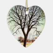 パーソナライズなクリスマスのオーナメントの雪場面 セラミックオーナメント (右)