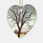 パーソナライズなクリスマスのオーナメントの雪場面 セラミックオーナメント (左)