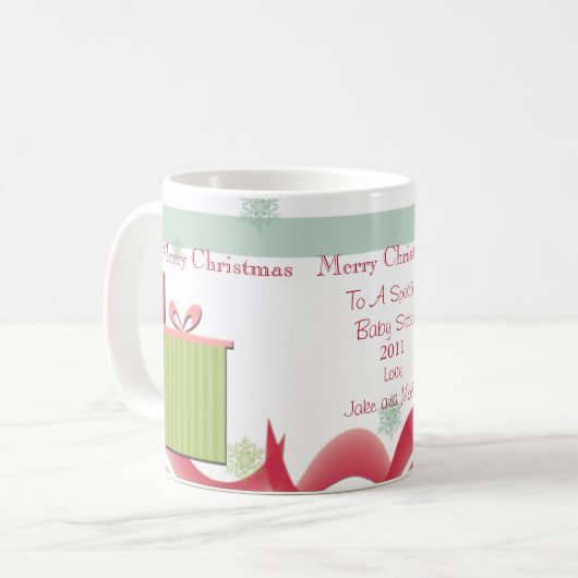パーソナライズなクリスマスのギフトのベビーシッターの写真のマグ コーヒーマグカップ (正面左)