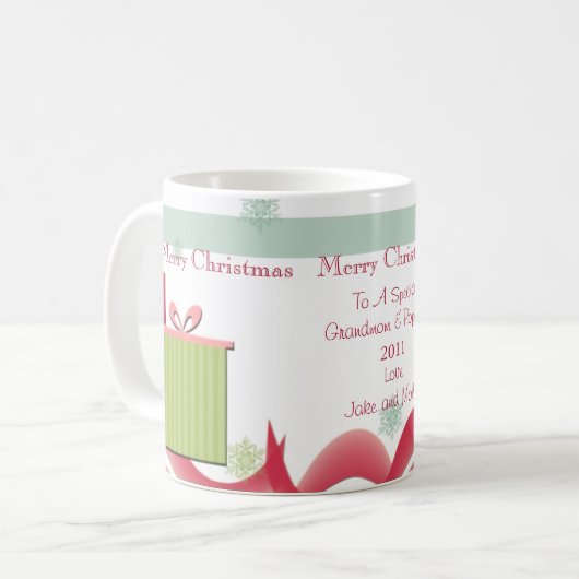 パーソナライズなクリスマスのギフトの祖父母の写真Mu コーヒーマグカップ (正面左)