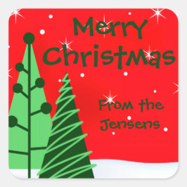 パーソナライズなクリスマスのクリスマスのプレゼントのラベルのステッカー スクエアシール