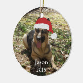 パーソナライズなクリスマスのジャーマン・シェパードのオーナメント セラミックオーナメント (左)