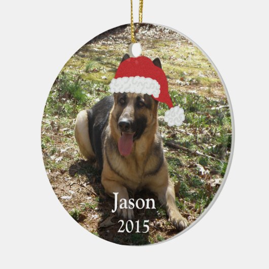 パーソナライズなクリスマスのジャーマン・シェパードのオーナメント セラミックオーナメント (左)