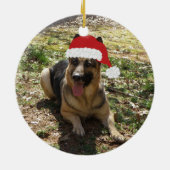 パーソナライズなクリスマスのジャーマン・シェパードのオーナメント セラミックオーナメント (裏面)