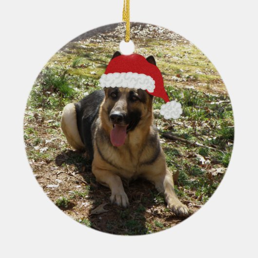 パーソナライズなクリスマスのジャーマン・シェパードのオーナメント セラミックオーナメント (裏面)