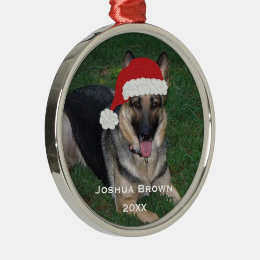 パーソナライズなクリスマスのジャーマン・シェパードのオーナメント メタルオーナメント (右)