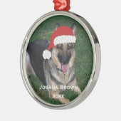パーソナライズなクリスマスのジャーマン・シェパードのオーナメント メタルオーナメント (左)