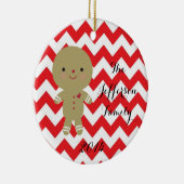 パーソナライズなクリスマスのジンジャーブレッド家族のオーナメント セラミックオーナメント (右)