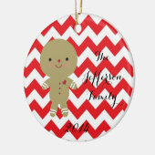 パーソナライズなクリスマスのジンジャーブレッド家族のオーナメント セラミックオーナメント (左)