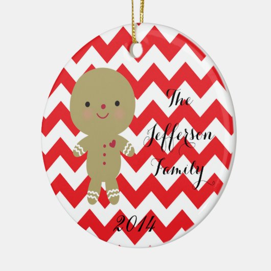 パーソナライズなクリスマスのジンジャーブレッド家族のオーナメント セラミックオーナメント (左)