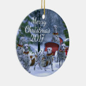 パーソナライズなクリスマスのダルマチア人 セラミックオーナメント (右)