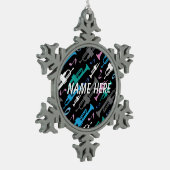 パーソナライズなクリスマスのトランペット奏者のギフト スノーフレークピューターオーナメント (左)