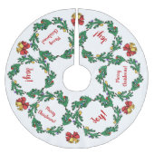 パーソナライズなクリスマスのヒイラギのリース ブラッシュドポリエステルツリースカート (正面)