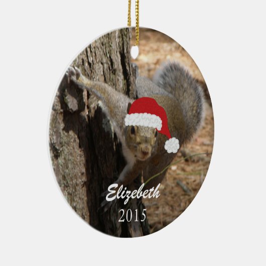 パーソナライズなクリスマスのリスのオーナメント セラミックオーナメント (右)