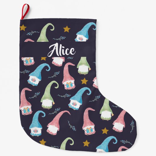 パーソナライズなクリスマスの格言パターンストッキング ラージクリスマスストッキング (正面)