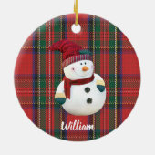 パーソナライズなクリスマスの雪だるまの陶磁器のオーナメント セラミックオーナメント (裏面)