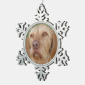 パーソナライズなクリスマスのVizslaペット写真 スノーフレークピューターオーナメント (右)