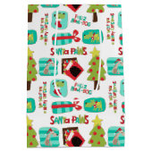 パーソナライズなクリスマス犬パターン ミディアムペーパーバッグ (裏面)