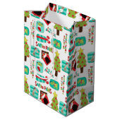 パーソナライズなクリスマス犬パターン ミディアムペーパーバッグ (裏面アングル)