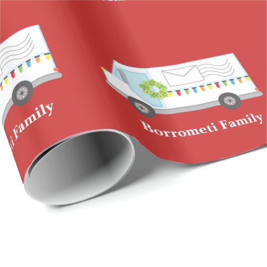 パーソナライズなクリスマス郵便トラックの包装紙 ラッピングペーパー (ロールコーナー)