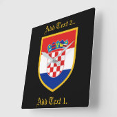 パーソナライズなクロアチアの旗 スクエア壁時計 (傾斜)