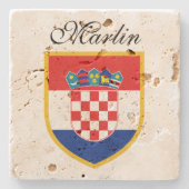 パーソナライズなクロアチアの旗 ストーンコースター (正面)