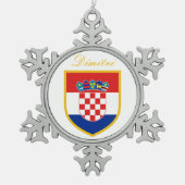 パーソナライズなクロアチアの旗 スノーフレークピューターオーナメント (正面)