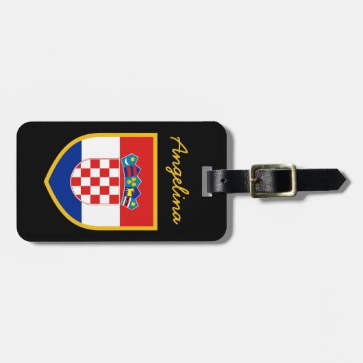 パーソナライズなクロアチアの旗 ラゲッジタグ (正面横)