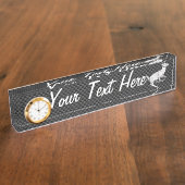 パーソナライズなクロム連続したシカカーボン繊維の一見 デスクネームプレート (側面)