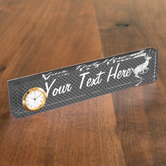 パーソナライズなクロム連続したシカカーボン繊維の一見 デスクネームプレート (側面)