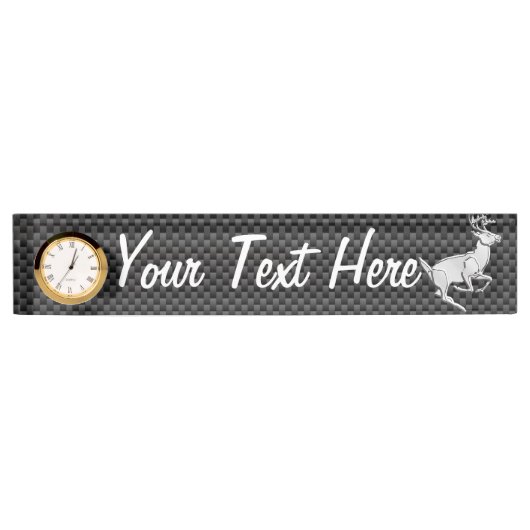 パーソナライズなクロム連続したシカカーボン繊維の一見 デスクネームプレート (正面)