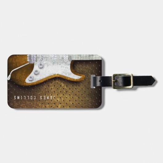 パーソナライズなクールな金属のグランジなエレキギター ラゲッジタグ (正面横)