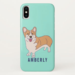 パーソナライズなコーギー犬のミントの緑 iPhone X ケース