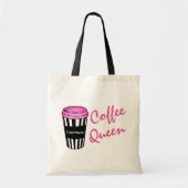パーソナライズなコーヒー女王のストライプのなコップのトート トートバッグ (正面)