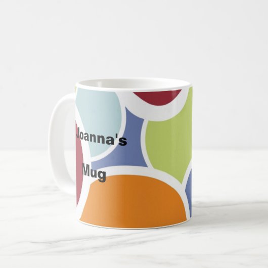 パーソナライズなコーヒー・マグのレトロの円は名前を加えます コーヒーマグカップ (正面左)