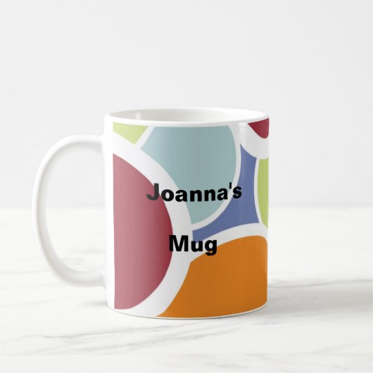 パーソナライズなコーヒー・マグのレトロの円は名前を加えます コーヒーマグカップ (左)