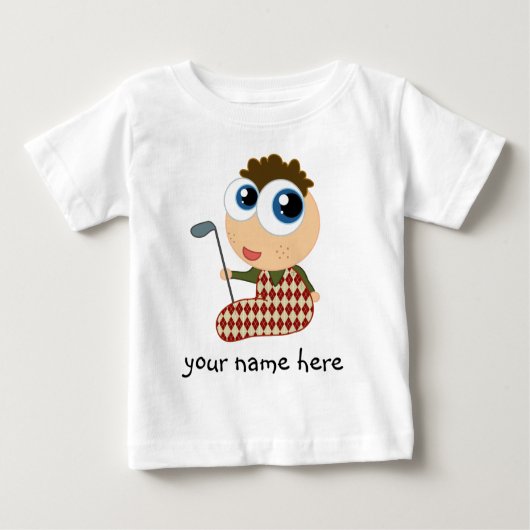 パーソナライズなゴルファーのゴルフをする子供のTシャツ ベビーTシャツ (正面)