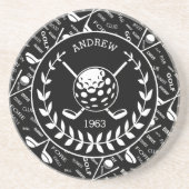 パーソナライズなゴルファーのスタイリッシュなゴルフロゴ コースター (正面)