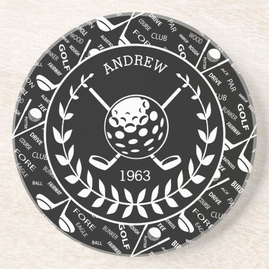 パーソナライズなゴルファーのスタイリッシュなゴルフロゴ コースター (正面)