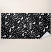 パーソナライズなゴルファーのスタイリッシュなゴルフロゴ ビーチタオル (正面)