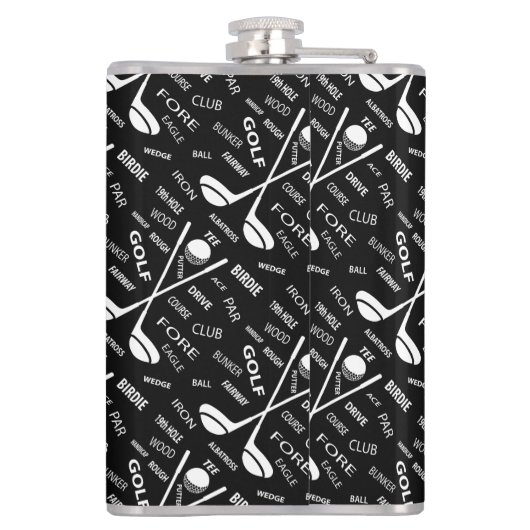 パーソナライズなゴルファーのスタイリッシュなゴルフロゴ フラスク (裏面)